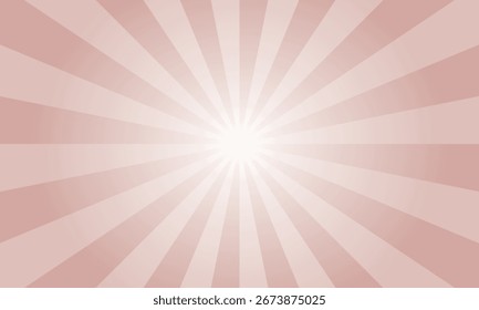 Sun rays retro vintage style pink background. Radial Sunburst pattern background. Rays backdrop. Summer banner vector illustration.