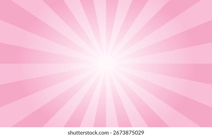 Rayos de sol retro estilo vintage fondo rosa. Fondo radial del patrón de Sunburst. Telón de fondo de los rayos. Ilustración vectorial de Anuncio de verano.