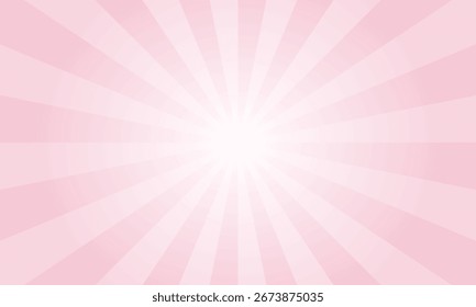 Rayos de sol retro estilo vintage fondo rosa. Fondo radial del patrón de Sunburst. Telón de fondo de los rayos. Ilustración vectorial de Anuncio de verano.