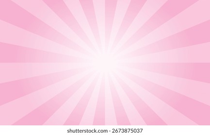 Rayos de sol retro estilo vintage fondo rosa. Fondo radial del patrón de Sunburst. Telón de fondo de los rayos. Ilustración vectorial de Anuncio de verano.