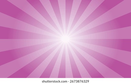 Raios de sol retro vintage estilo fundo rosa. Plano de fundo vívido do padrão Radial Sunburst. Fundo de raios. Ilustração vetorial de banner de verão.