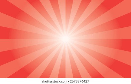 Raios de sol retro vintage estilo fundo rosa. Plano de fundo vermelho do padrão de explosão solar radial. Fundo de raios. Ilustração vetorial de banner de verão.