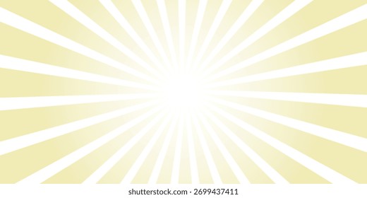 Sun rays retro vintage style pale goldenrod yellow background. Radial and swirl Sunburst pattern background. Rays backdrop. Summer banner vector illustration.