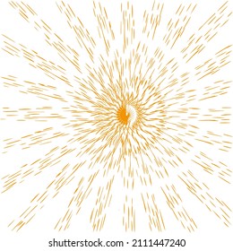 Sun rays. Simple vector abstract illustration of yellow broken lines