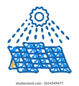sun rays solar panel doodle icon sketch vector. sun rays solar panel sign. isolated symbol illustration