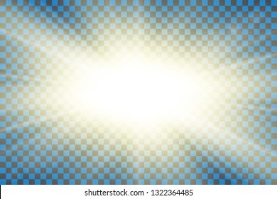 Sun rays. Starburst bright effect, isolated on transparent background. Gold light star flash. Abstract shine beams. Vibrant magic sparkle explosion. Glowing burst, lens effect Vector illustration