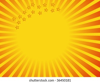 sun rays and stars with space for text, vector