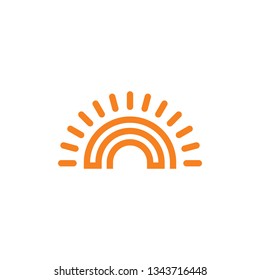 sun rays stripes geometric line logo vector