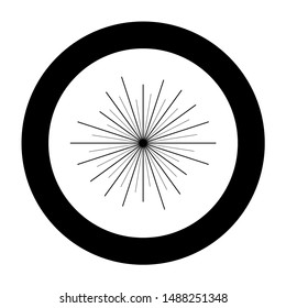 Sun rays Sunbeam concept icon in circle round black color