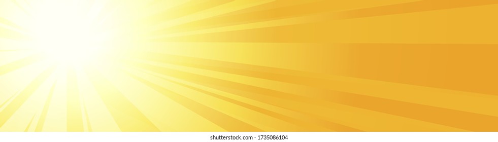 Sun rays with sunbeams on an orange background, bright yellow color burst background, sunrise, yellow retro round lines, starburst, burst summer sunlight, vector illustration, eps 10.