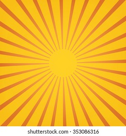 Sun rays, sunburst on orange background. Vector illustration design.