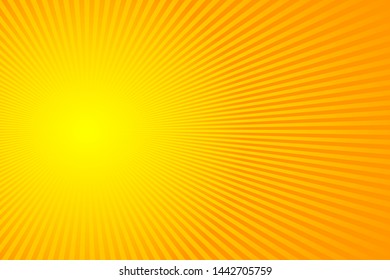 Sun rays, sunburst on yellow and orange color background. Vector illustration summer background design