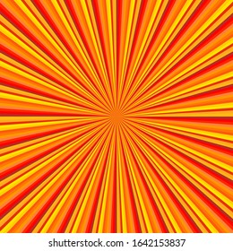 Sun rays, sunburst on yellow and orange color background. Vector illustration summer background design