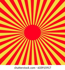 Sun rays with sunburst on yellow