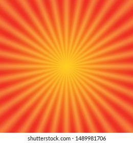 Sun rays, sunburst template. Sunrise background. Orange and yellow color. Retro art design glow bright pattern. Vector illustration EPS 10.