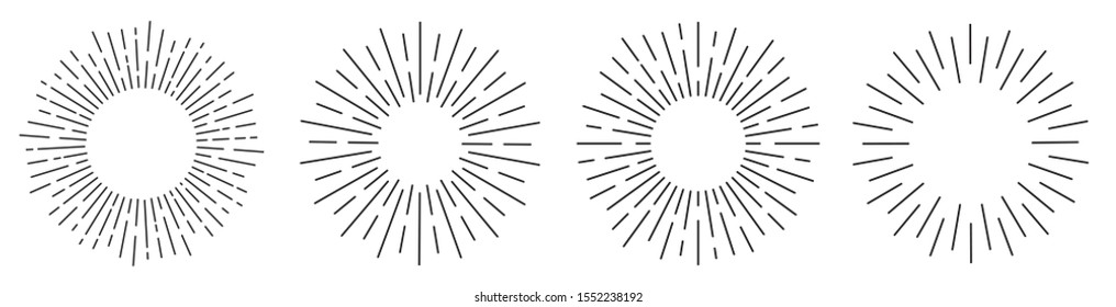 Sun rays or sunshine linear drawing. Vector