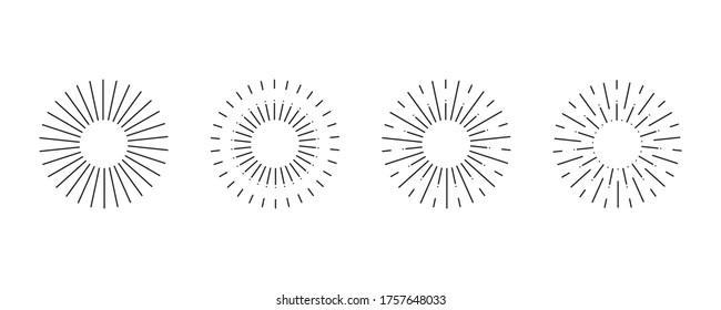 Sun rays or sunshine linear drawing. Vector