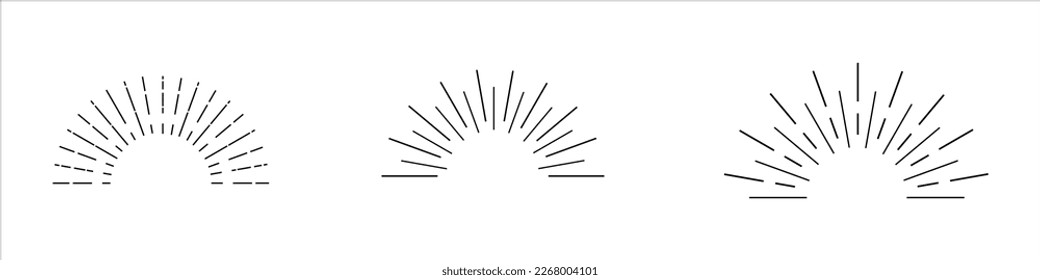 Sun rays or sunshine linear drawing. Vector
