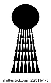 Sun with rays, symbol and hieroglyph in ancient Egyptian religion and mythology. Sun disk with seven sunbeams, coming from the center of the sun, hitting the ground. Black and white illustration.