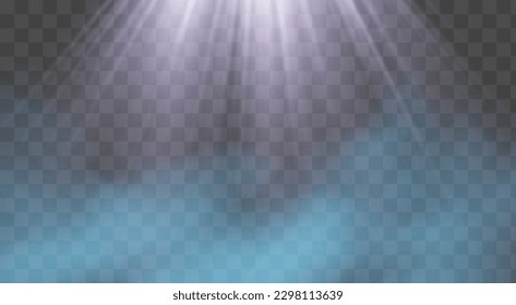 Sun rays . Transparency is created by fog or smoke. Cloud vector, snow storm. Shine of the sun through the haze. blue sky. skylight.mist