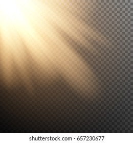 Sun rays with transparency. Light effect.