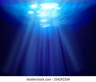 Sun Rays Underwater. Vector Illustration.