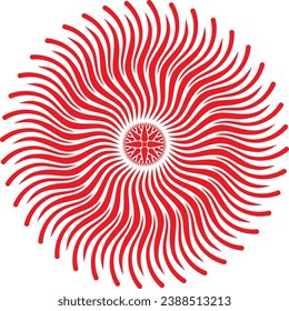 Sun rays vector. Circular illustration. Red rays. line art. Abstract rays circle. gathering circle
