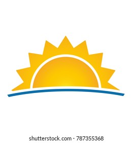 Sun with Rays vector eps10. Ocean line sun with rays sign. summer vacation over lineal background vector illustration