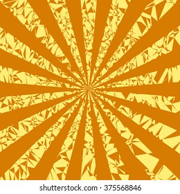 Sun rays. Vector grunge background on orange