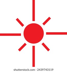 Sun rays vector icon symbol. Flat pictogram is isolated on a white background. Sun rays pictogram designed with simple style.