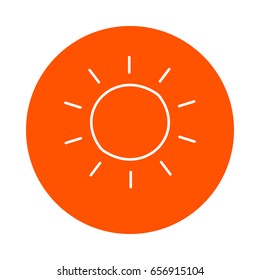 Sun with rays, vector round monochrome icon, flat style.