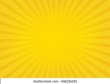 Sun rays vector, sunburst on yellow color background. Vector illustration background design.