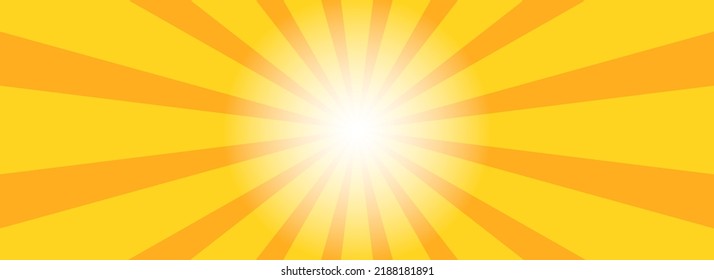 Sun, rays wide yellowe background. Sun light, shine, summer background. Sunburst abstract vector poster