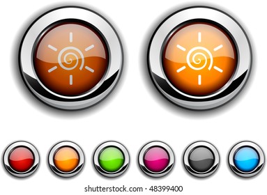 Botones realistas de Sun. Ilustración vectorial.