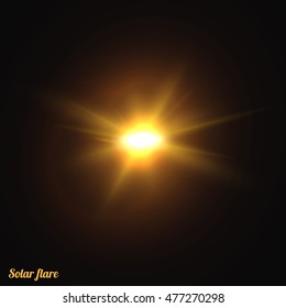 Sun realistic isolated. Effect of sunlight vector. Glow light effect. Star sun.