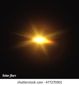 Sun realistic isolated. Effect of sunlight vector. Glow light effect. Star sun.
