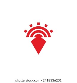 sun red ancient simple geometric logo vector 