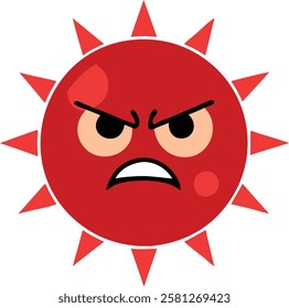 Sun with Red Angry Icon - Vector Illustration for Intense, Fiery, and Weather Designs