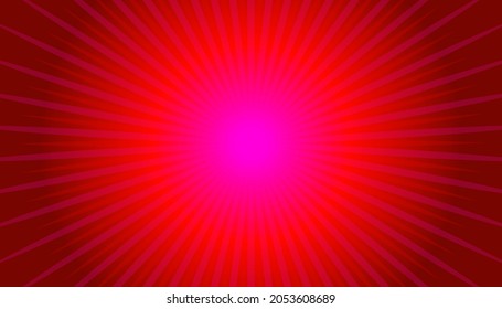 Sun red banner. Solar explosion background with rays. Sunburst pattern. Summer backdrop for sale. Vector template