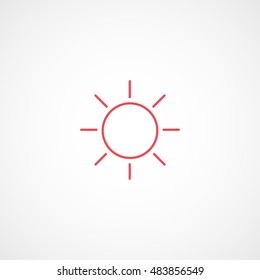 Sun Red Flat Icon On White Background