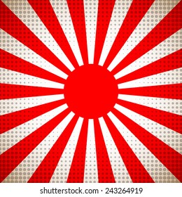 Sun Red Japan Background. Vector Illustration