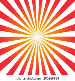 Sun red rays burst with white background, vector illustration
