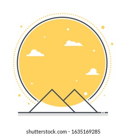 Sun related color line vector icon, illustration. The icon is about temperature, mountains, environment, clean, pollution, material, friendly. The composition is infinitely scalable.