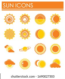 Sun related icons set on background for graphic and web design. Creative illustration concept symbol for web or mobile app.