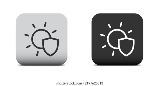 Sun resistant icon. Sun protection shield icon. Vector illustration.