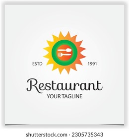 sun restaurant logo premium elegant template vector eps 10