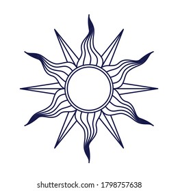 Sun in retro style isolated on white background. Vector illustration