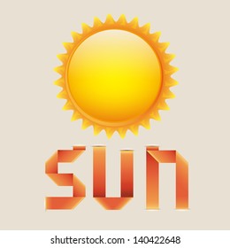 sun and ribboon over cream background vector illustration