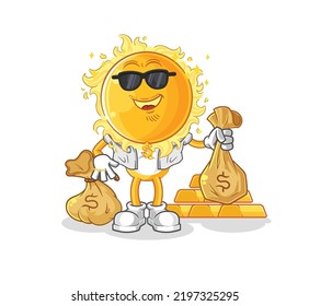 the sun rich character. cartoon mascot vector