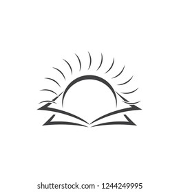 sun rise book symbol monogram logo vector